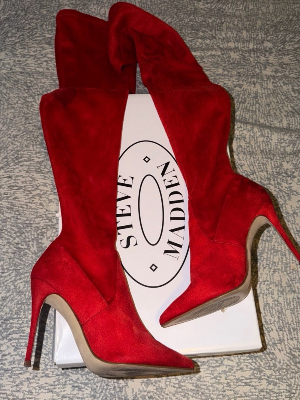 Steve Madden Red Suede Over-the-Knee Stiletto Boots